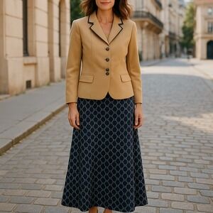 Studio 1 Beige 2 Pc Button Down Blazer and Skirt Set - Ladies‎ Size 8 - EUC